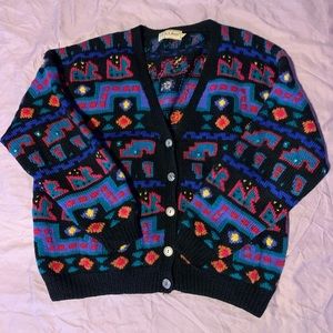 patterned wool l.l. bean cardigan